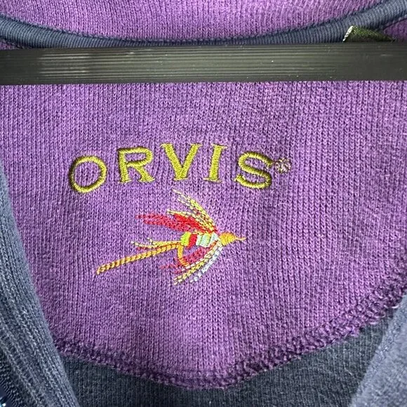 Orvis Sweater Mens Medium 1/4 Zip Blue Pullover Long Sleeve Rib Hem Cuffs - Picture 5 of 8